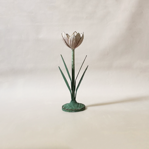 Flower Metal Taper Holder Pink Large