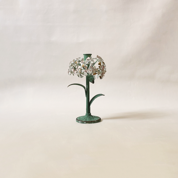 Flower Metal Taper Holder White Small