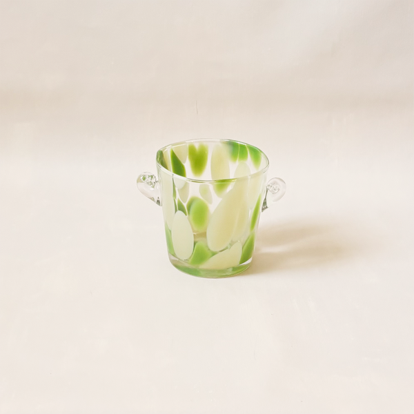 Green & Cream Glass Ice Bucket