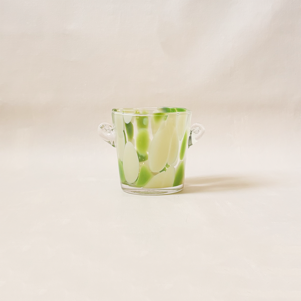 Green & Cream Glass Ice Bucket