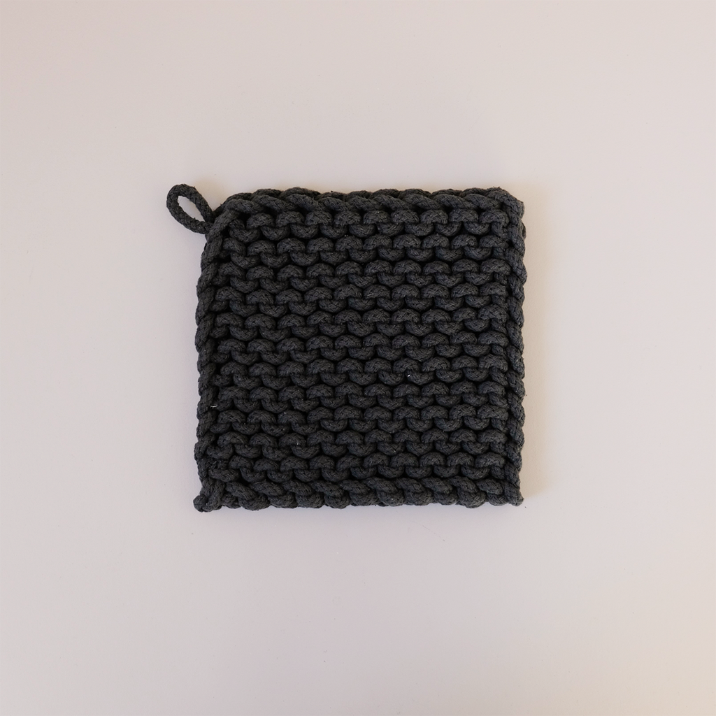 Knit Cotton Pot Holder Black
