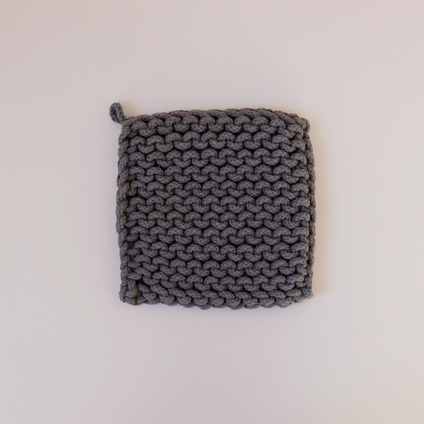 Knit Cotton Pot Holder Dark Gray