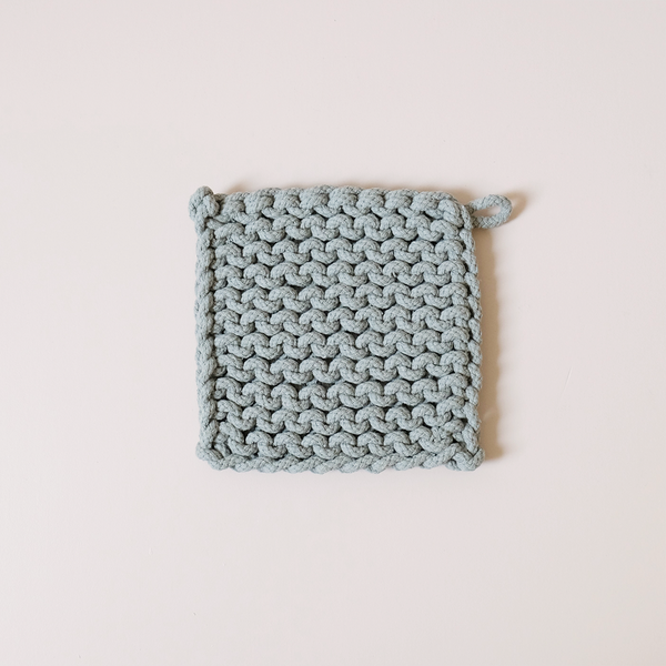 Knit Cotton Pot Holder Dusty Blue
