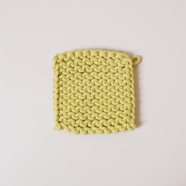 Knit Cotton Pot Holder Lime