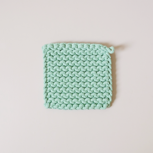 Knit Cotton Pot Holder Sea Green
