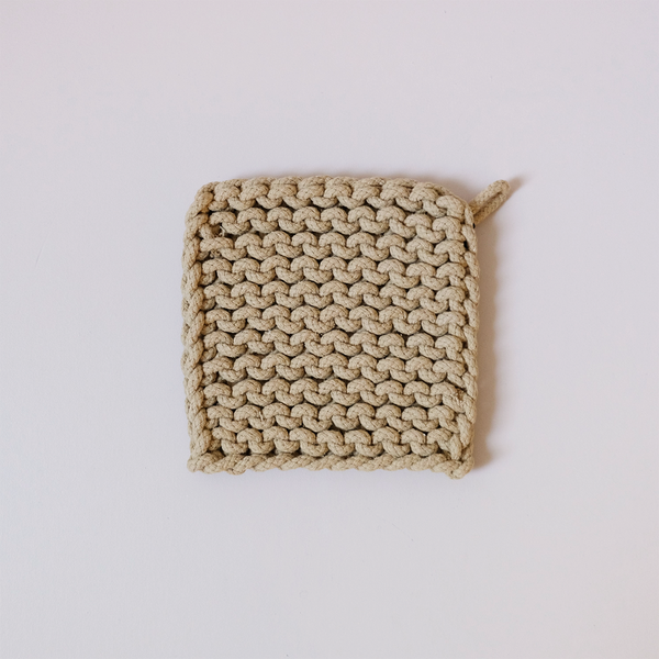 Knit Cotton Pot Holder Wheat