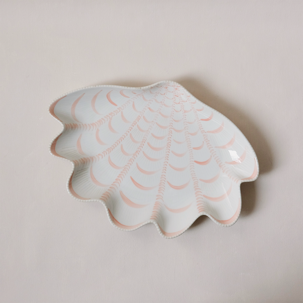 Shell Plate White & Coral