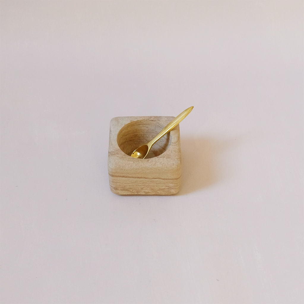 Square Sandstone Bowl With Spoon
