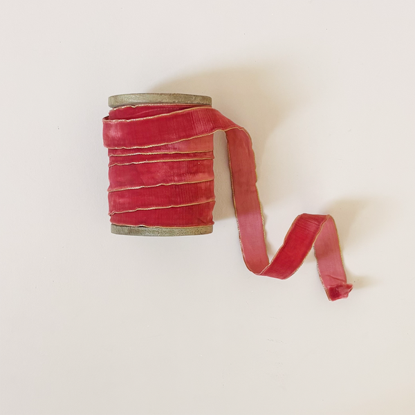 Velvet Ribbon With Metallic Edge Pomegranate