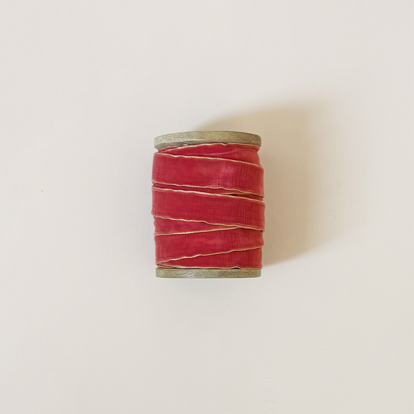 Velvet Ribbon With Metallic Edge Pomegranate