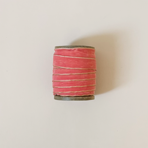 Velvet Ribbon With Metallic Edge Salmon