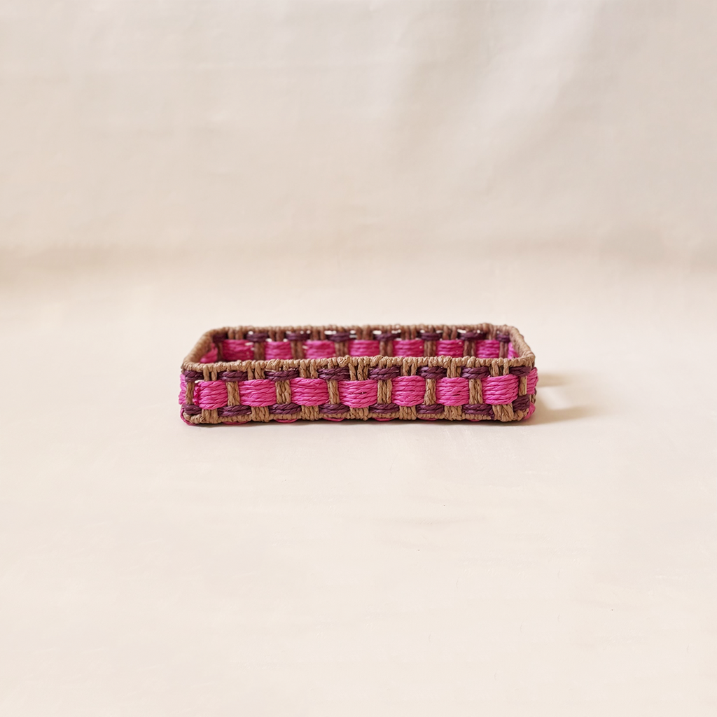 Woven Paper Rope Tray Pink & Purple