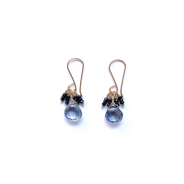 Black Spinel & Quartz Earrings