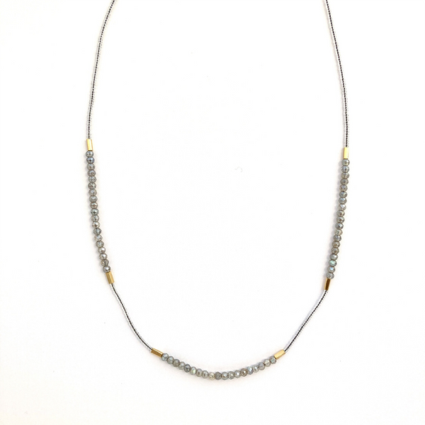 Labradorite & Clear Seed Bead Necklace