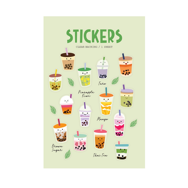 Bubble Tea Clear Stickers