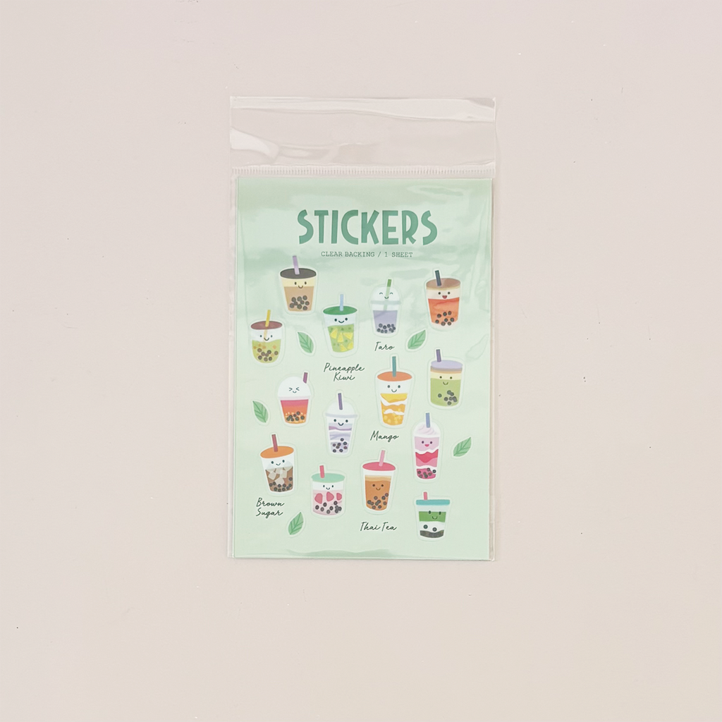 Bubble Tea Clear Stickers