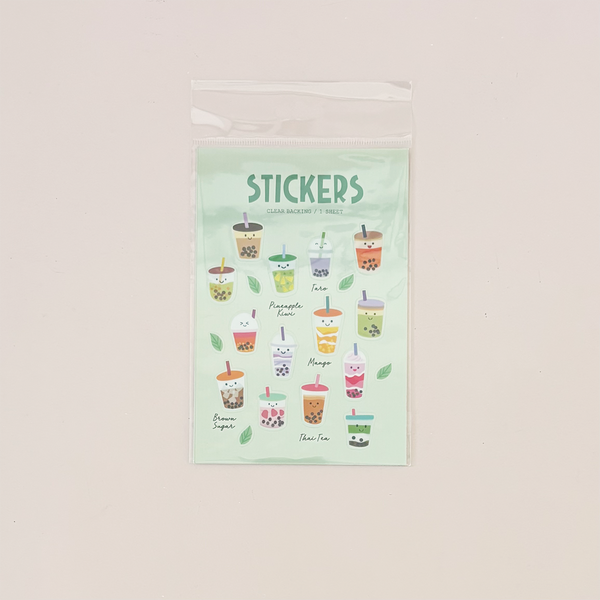 Bubble Tea Clear Stickers
