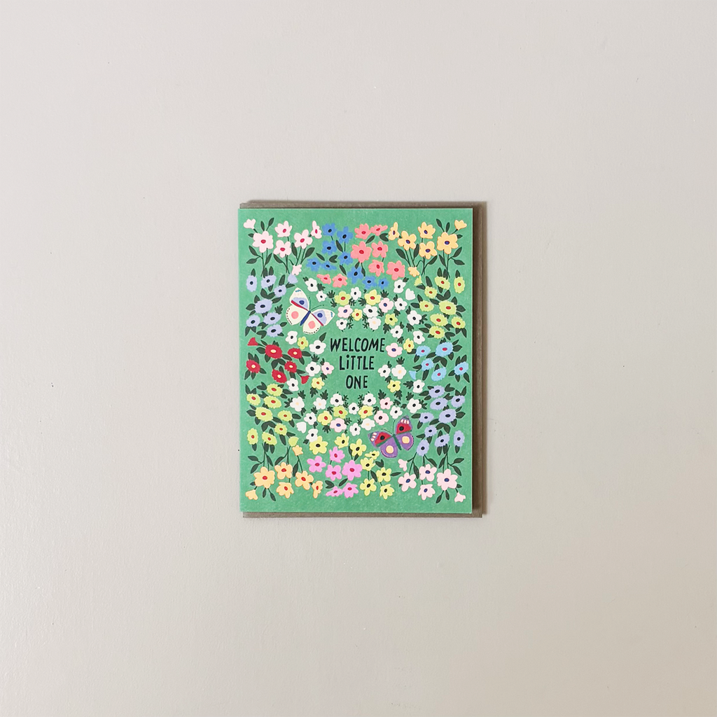 Welcome Little One Green Garden Note Card