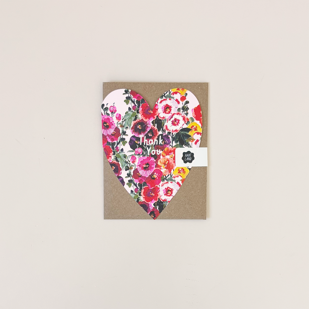 Thank You Hollyhocks Heart Note Card