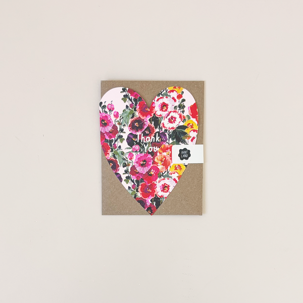 Thank You Hollyhocks Heart Note Card