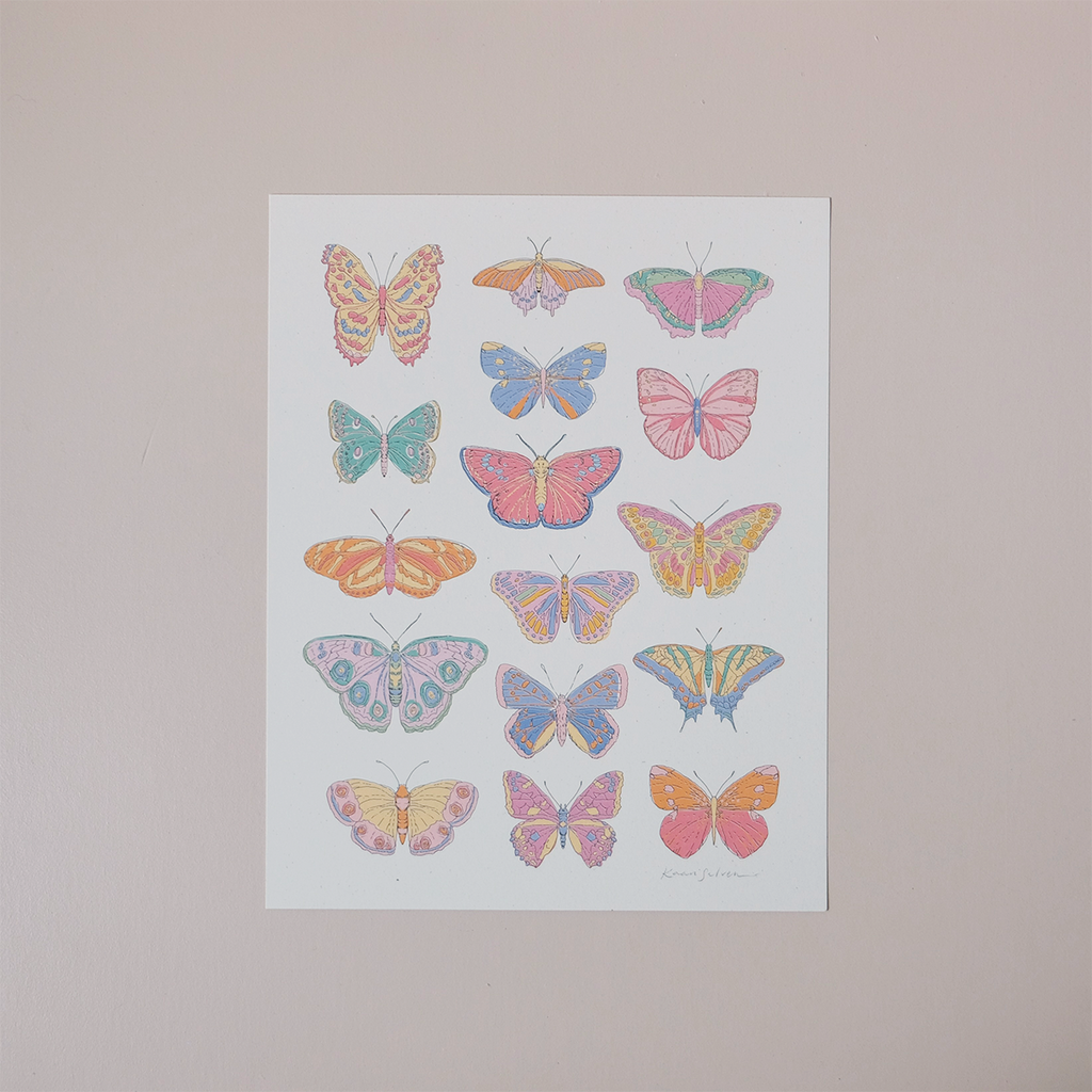 Retro Butterflies Art Print