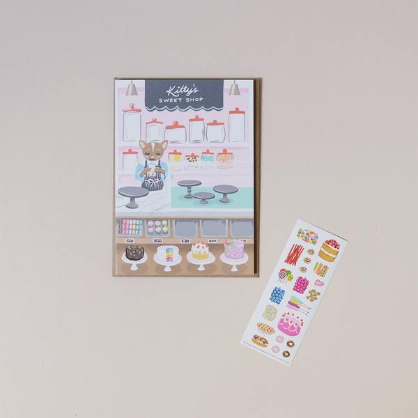 Sweet Shop Sticker Scene Note Card