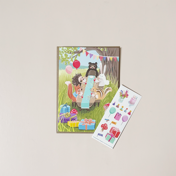 Woodland Party Sticker Scene Note Card