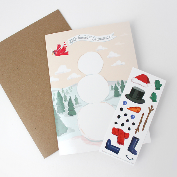 Build a Snowman Sticker Scene Note Card