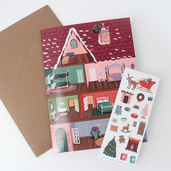 Holiday House Sticker Scene Note Card