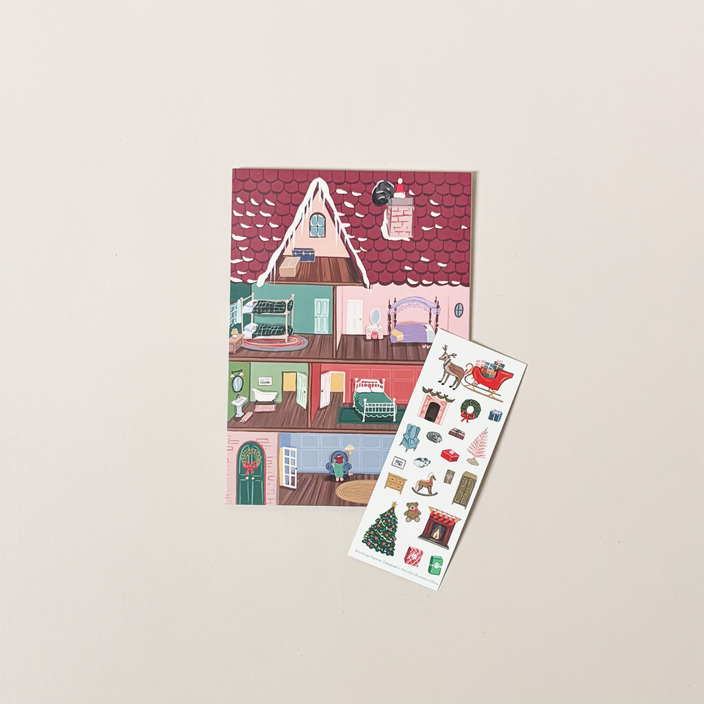 Holiday House Sticker Scene Note Card