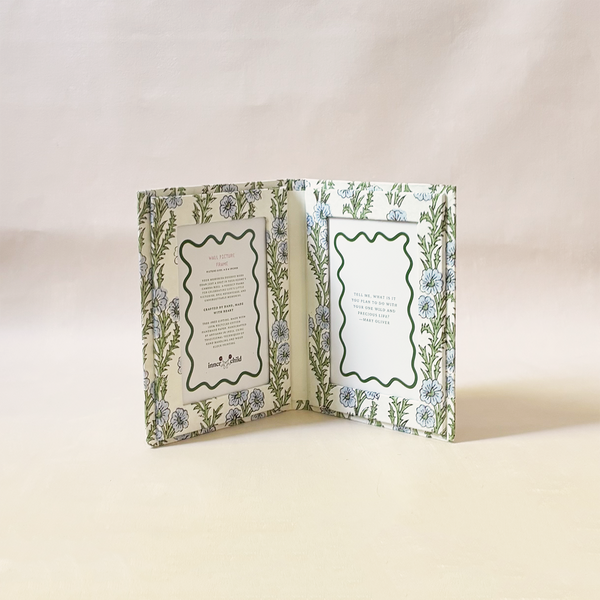 Block Print Folding Picture Frame Forget-Me-Not