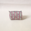 Cosmetic Bag Floral Stripe Raspberry Small