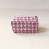 Cosmetic Bag Striped Circles Burgundy & Pink