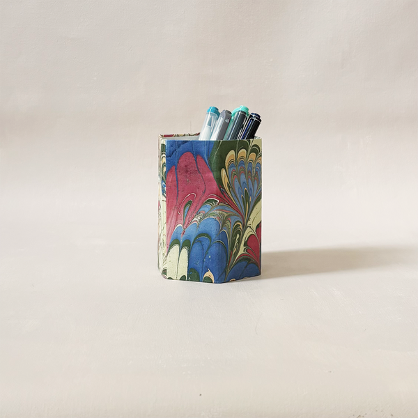 Marbled Pencil Holder Cream, Green & Blue