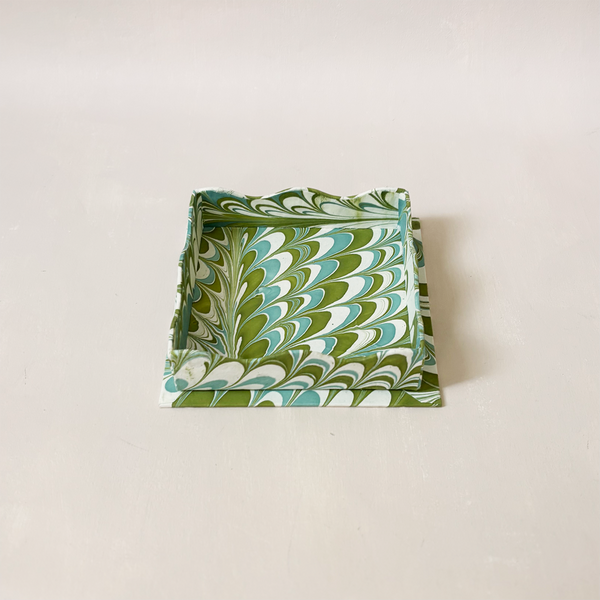 Scalloped Marble Small Tray Blue & Green