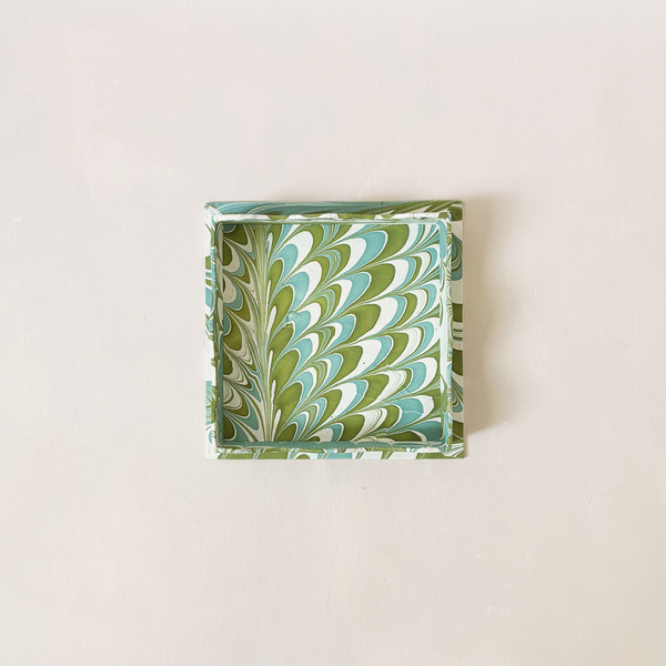 Scalloped Marble Small Tray Blue & Green