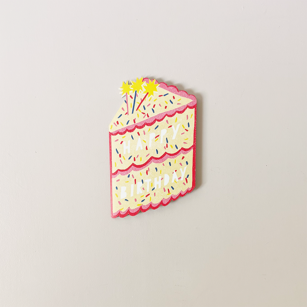 Birthday Star Cake Slice Die Cut Note Card
