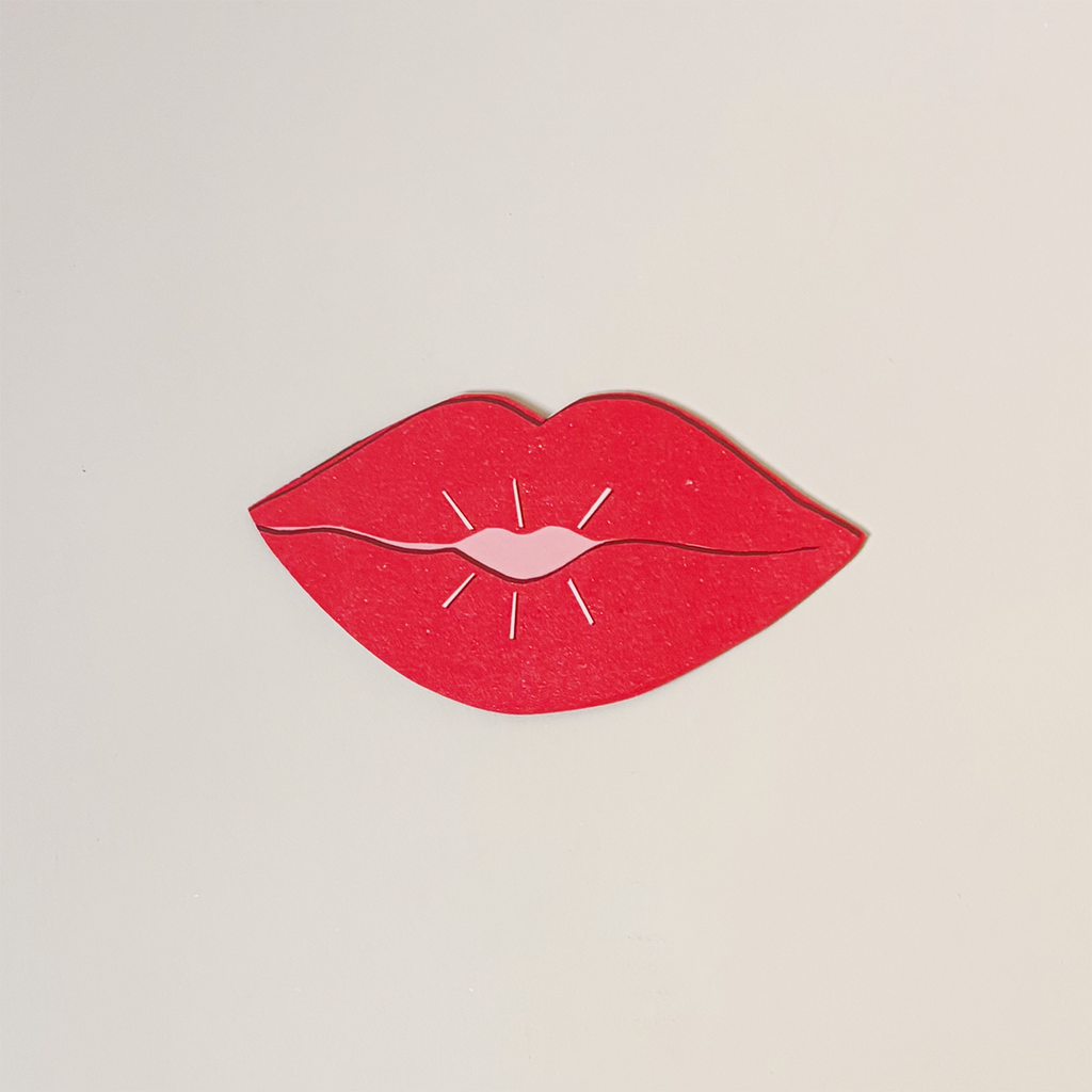 Bisous Lips Die Cut Note Card