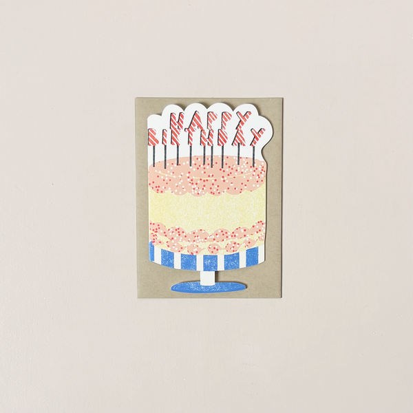 Happy Birthday Cake Die Cut Note Card
