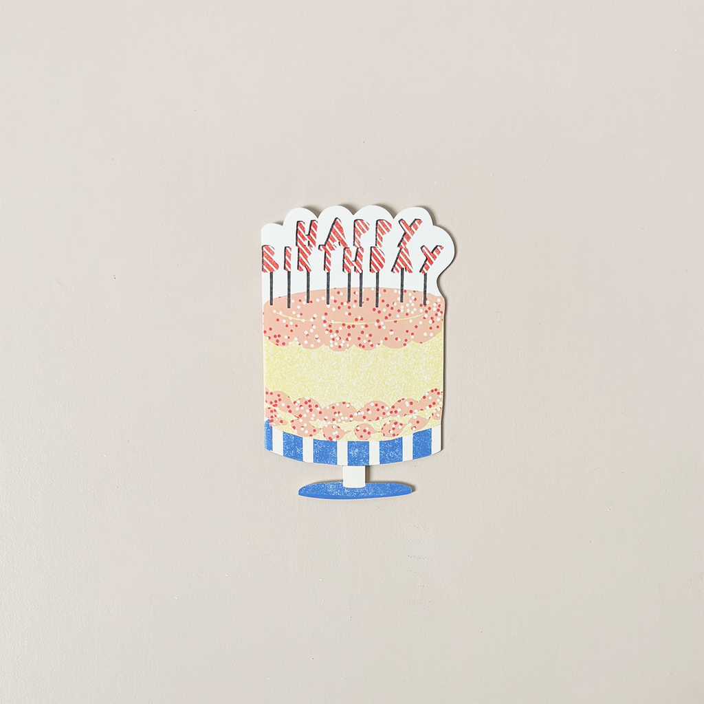 Happy Birthday Cake Die Cut Note Card