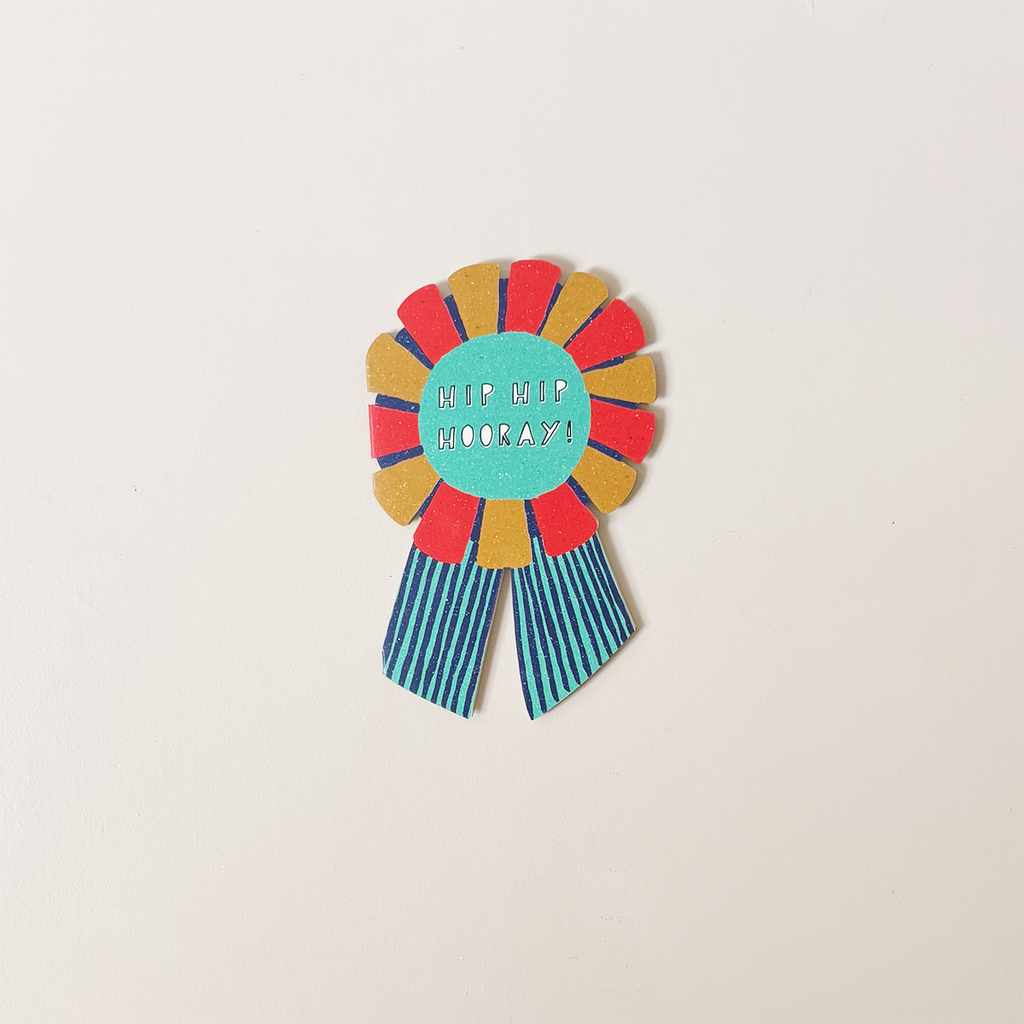 Hip Hip Hooray Medallion Die Cut Note Card