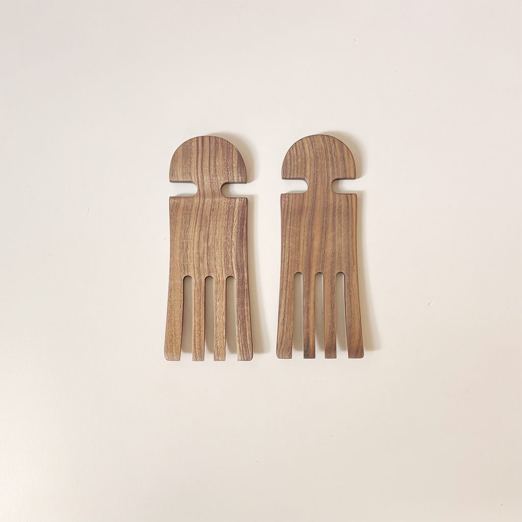 9" Walnut Salad Hands