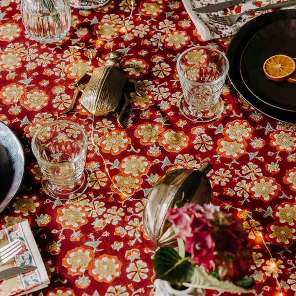 Dalia Red Tablecloth 56" x 93"
