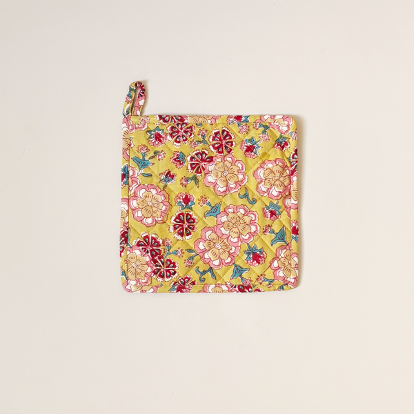 Quilted Pot Holder Dalia Mustard