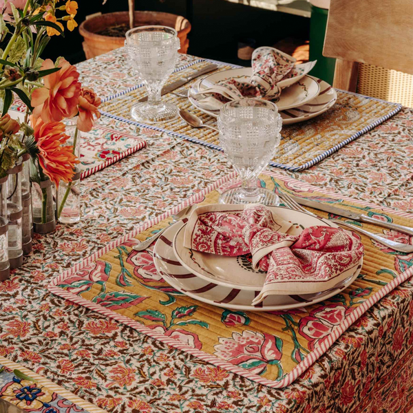 Reema Rose Tablecloth 56" x 93"