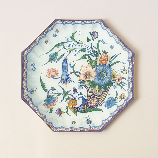 12" Octagon, Blue Cornucopia