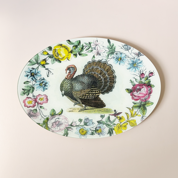 13" x 18" Oval, Turkey & Flowers