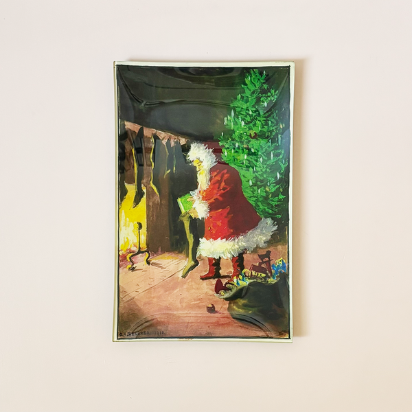 9"x14" Rectangle Dish, Painted Santa