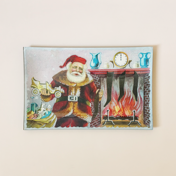 9"x14" Rectangle Dish, Santa by the Fire
