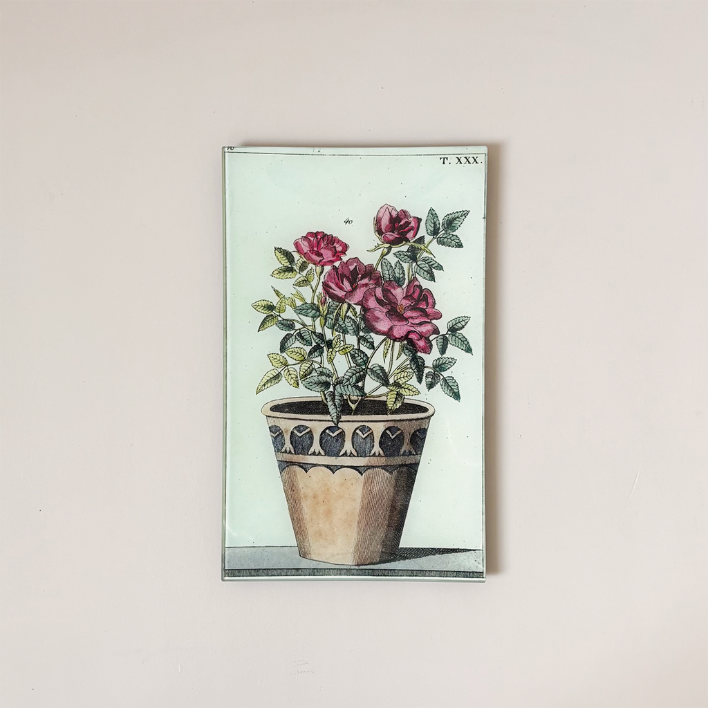 7"x11.5" Rectangle Dish, Potted Rose